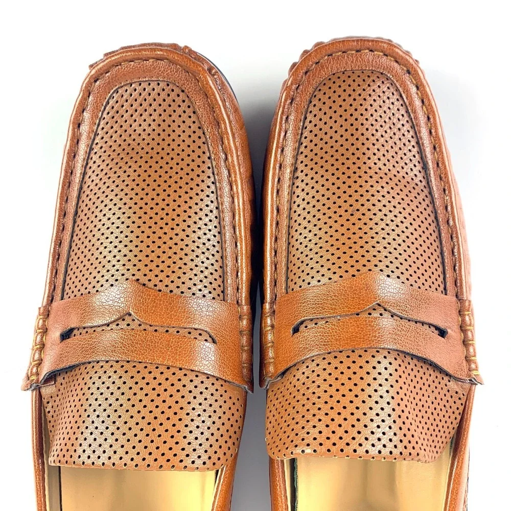 Fortune by Liberty Penny Loafers Mens Sz 11 US 44 Euro Cognac Leather Upper READ